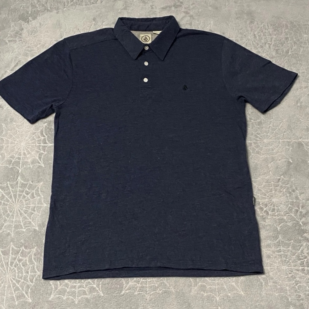 Volcom Polo Shirt Mens M Blue Heather Short Sleeve Casual Classic Sporty Top